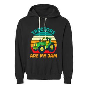 Kids Tractor Funny Boy Tractors Are My Jam Garment-Dyed Fleece Hoodie