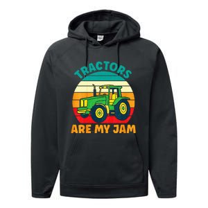 Kids Tractor Funny Boy Tractors Are My Jam Performance Fleece Hoodie