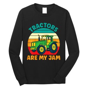 Kids Tractor Funny Boy Tractors Are My Jam Long Sleeve Shirt