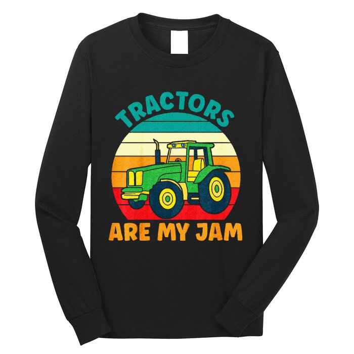 Kids Tractor Funny Boy Tractors Are My Jam Long Sleeve Shirt