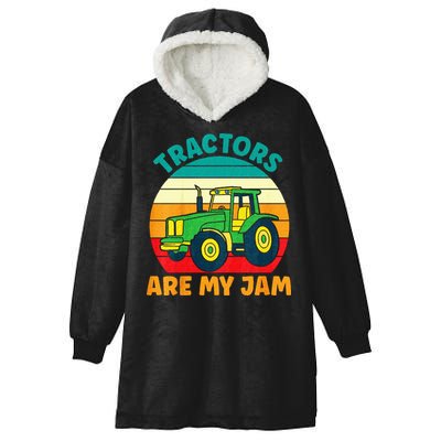 Kids Tractor Funny Boy Tractors Are My Jam Hooded Wearable Blanket