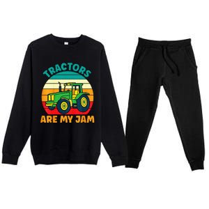 Kids Tractor Funny Boy Tractors Are My Jam Premium Crewneck Sweatsuit Set