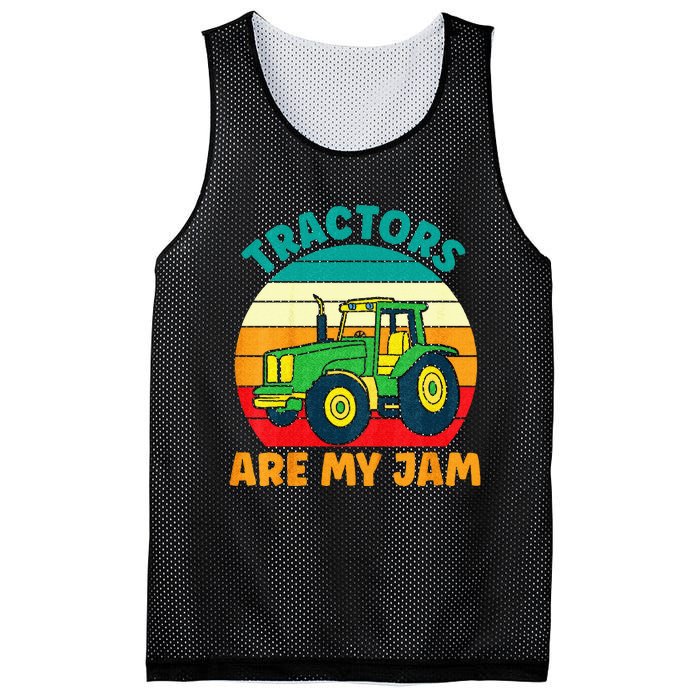 Kids Tractor Funny Boy Tractors Are My Jam Mesh Reversible Basketball Jersey Tank