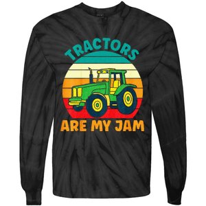 Kids Tractor Funny Boy Tractors Are My Jam Tie-Dye Long Sleeve Shirt