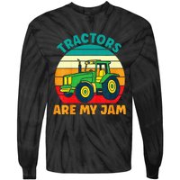 Kids Tractor Funny Boy Tractors Are My Jam Tie-Dye Long Sleeve Shirt