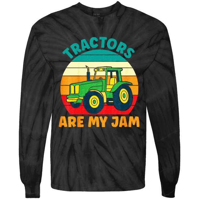 Kids Tractor Funny Boy Tractors Are My Jam Tie-Dye Long Sleeve Shirt