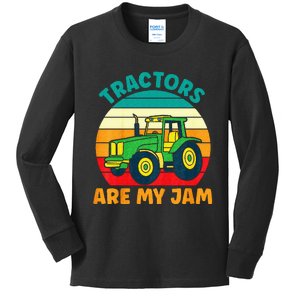 Kids Tractor Funny Boy Tractors Are My Jam Kids Long Sleeve Shirt