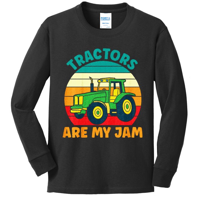 Kids Tractor Funny Boy Tractors Are My Jam Kids Long Sleeve Shirt