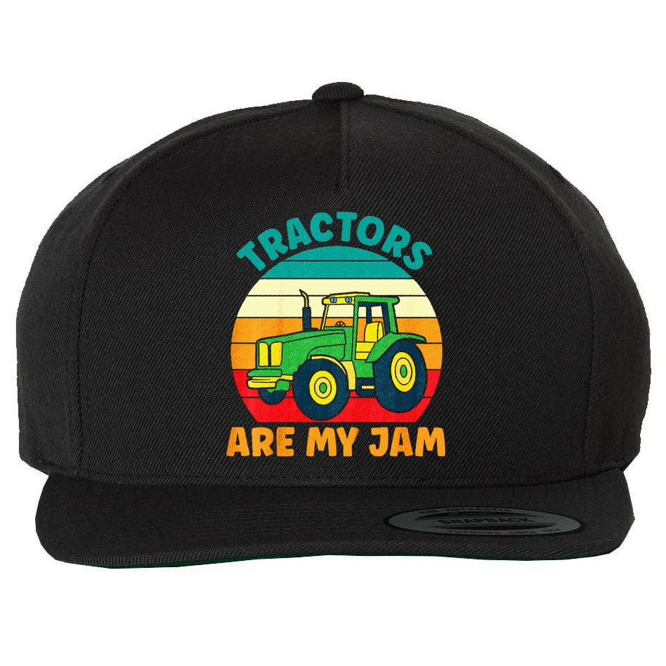 Kids Tractor Funny Boy Tractors Are My Jam Wool Snapback Cap