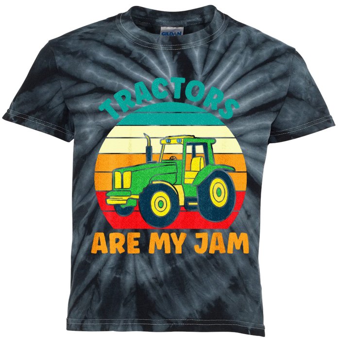 Kids Tractor Funny Boy Tractors Are My Jam Kids Tie-Dye T-Shirt