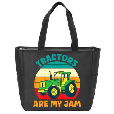 Kids Tractor Funny Boy Tractors Are My Jam Zip Tote Bag