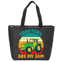 Kids Tractor Funny Boy Tractors Are My Jam Zip Tote Bag