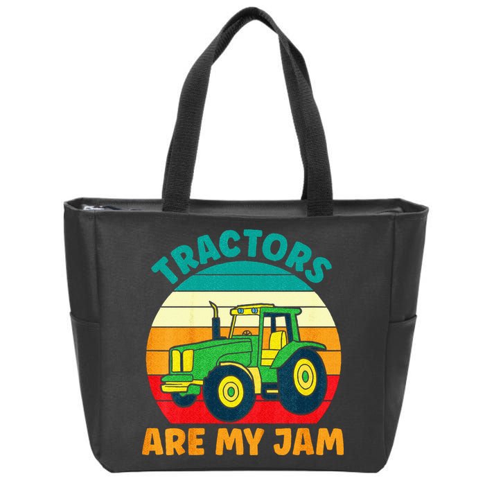 Kids Tractor Funny Boy Tractors Are My Jam Zip Tote Bag