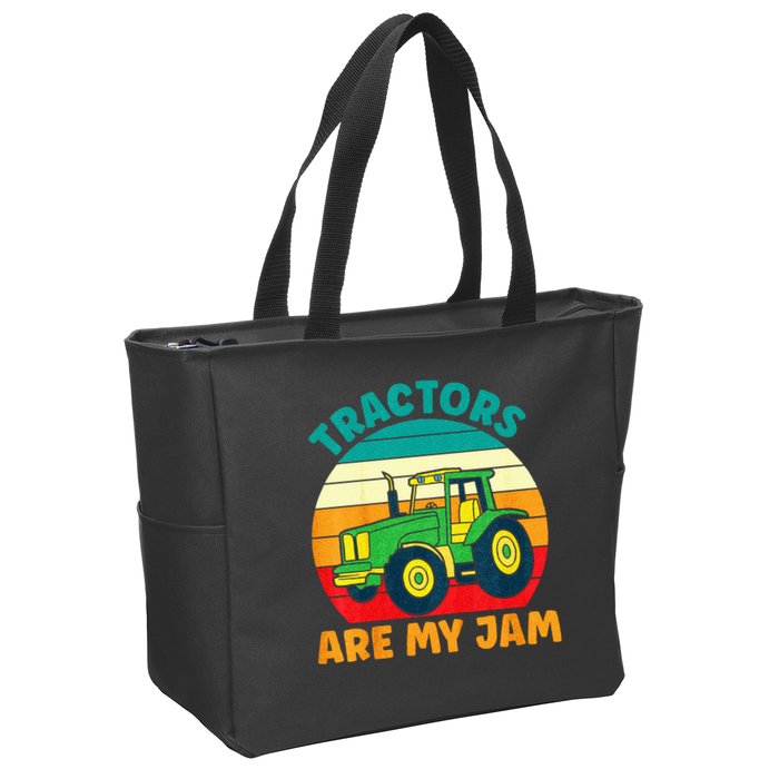Kids Tractor Funny Boy Tractors Are My Jam Zip Tote Bag