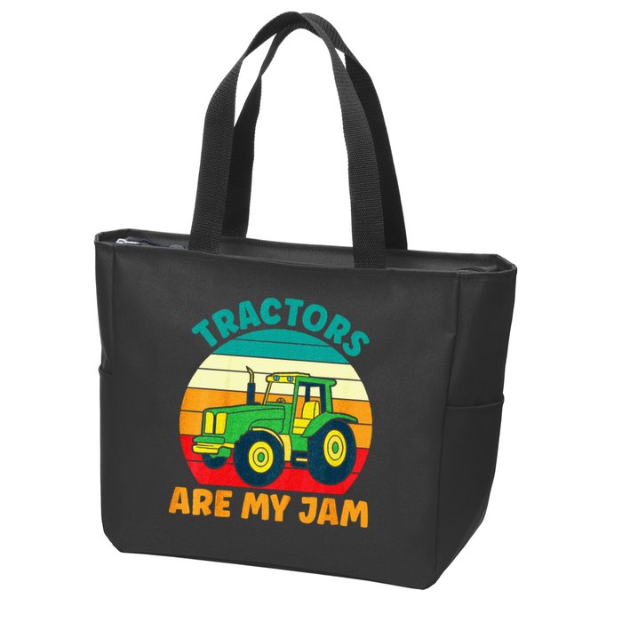Kids Tractor Funny Boy Tractors Are My Jam Zip Tote Bag