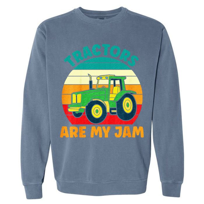 Kids Tractor Funny Boy Tractors Are My Jam Garment-Dyed Sweatshirt