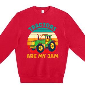 Kids Tractor Funny Boy Tractors Are My Jam Premium Crewneck Sweatshirt