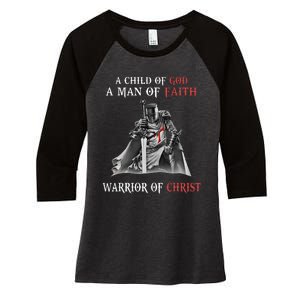 Knight Templar Faith A Warrior Of Christ Women's Tri-Blend 3/4-Sleeve Raglan Shirt