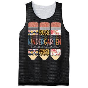 Kindergarten Teacher Funny Leopard Pencil Back To School Mesh Reversible Basketball Jersey Tank