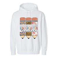 Kindergarten Teacher Funny Leopard Pencil Back To School Garment-Dyed Fleece Hoodie