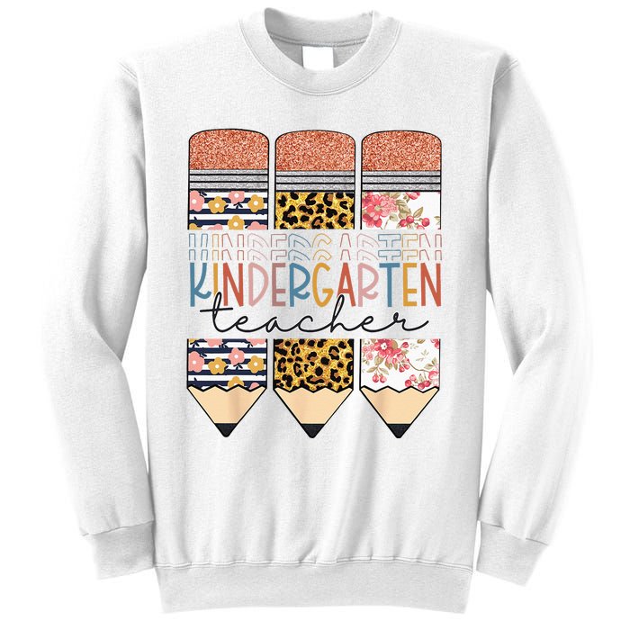 Kindergarten Teacher Funny Leopard Pencil Back To School Sweatshirt