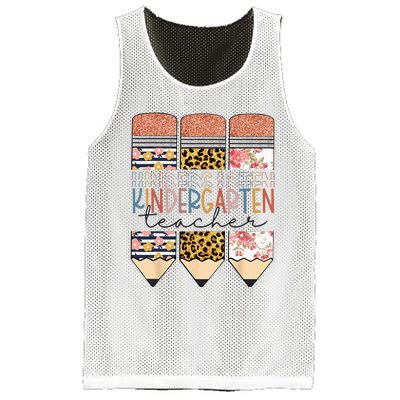 Kindergarten Teacher Funny Leopard Pencil Back To School Mesh Reversible Basketball Jersey Tank