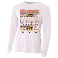 Kindergarten Teacher Funny Leopard Pencil Back To School Cooling Performance Long Sleeve Crew