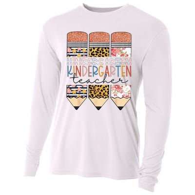 Kindergarten Teacher Funny Leopard Pencil Back To School Cooling Performance Long Sleeve Crew