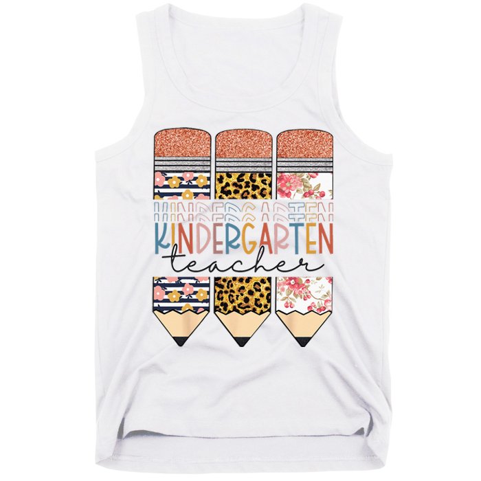 Kindergarten Teacher Funny Leopard Pencil Back To School Tank Top