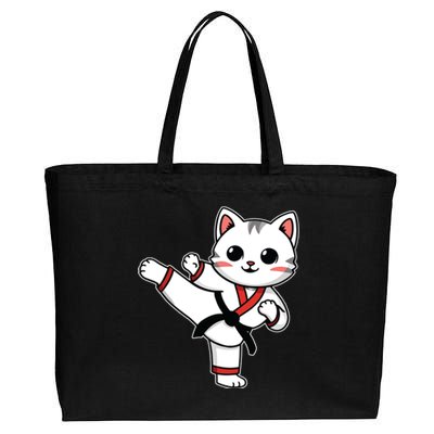 Karate Taekwondo Funny Cat Jiu Jitsu Women Girl Mma Cotton Canvas Jumbo Tote