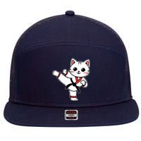 Karate Taekwondo Funny Cat Jiu Jitsu Women Girl Mma 7 Panel Mesh Trucker Snapback Hat