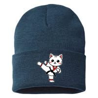 Karate Taekwondo Funny Cat Jiu Jitsu Women Girl Mma Sustainable Knit Beanie