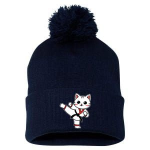 Karate Taekwondo Funny Cat Jiu Jitsu Women Girl Mma Pom Pom 12in Knit Beanie