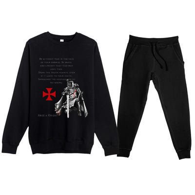 Knights Templar Faith In Jesus Christ Christian Faith & God Premium Crewneck Sweatsuit Set