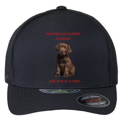 Keeping The Floors Clean One Bite At A Time. Lab Puppy. Flexfit Unipanel Trucker Cap