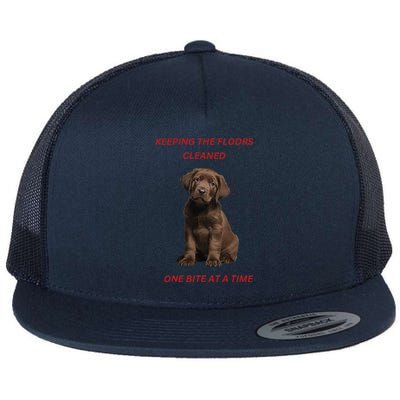 Keeping The Floors Clean One Bite At A Time. Lab Puppy. Flat Bill Trucker Hat