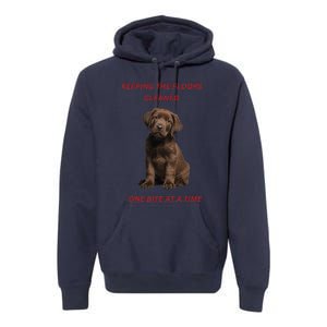 Keeping The Floors Clean One Bite At A Time. Lab Puppy. Premium Hoodie