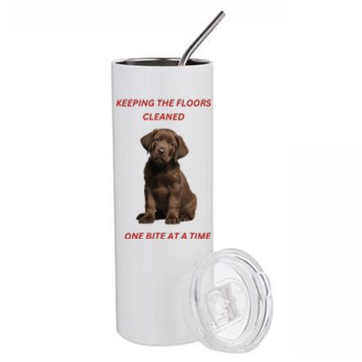 Keeping The Floors Clean One Bite At A Time. Lab Puppy. Stainless Steel Tumbler