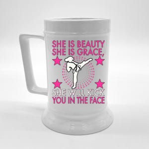 Karate Taekwondo Girl Wo Karate Kick Beer Stein