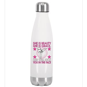 Karate Taekwondo Girl Wo Karate Kick Stainless Steel Insulated Water Bottle