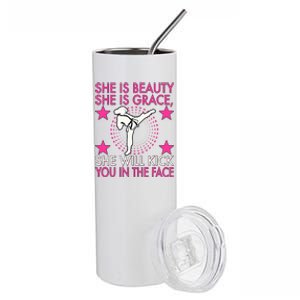 Karate Taekwondo Girl Wo Karate Kick Stainless Steel Tumbler