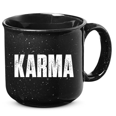 Karma Trending Graphic Tee 15oz Campfire Ceramic Mug