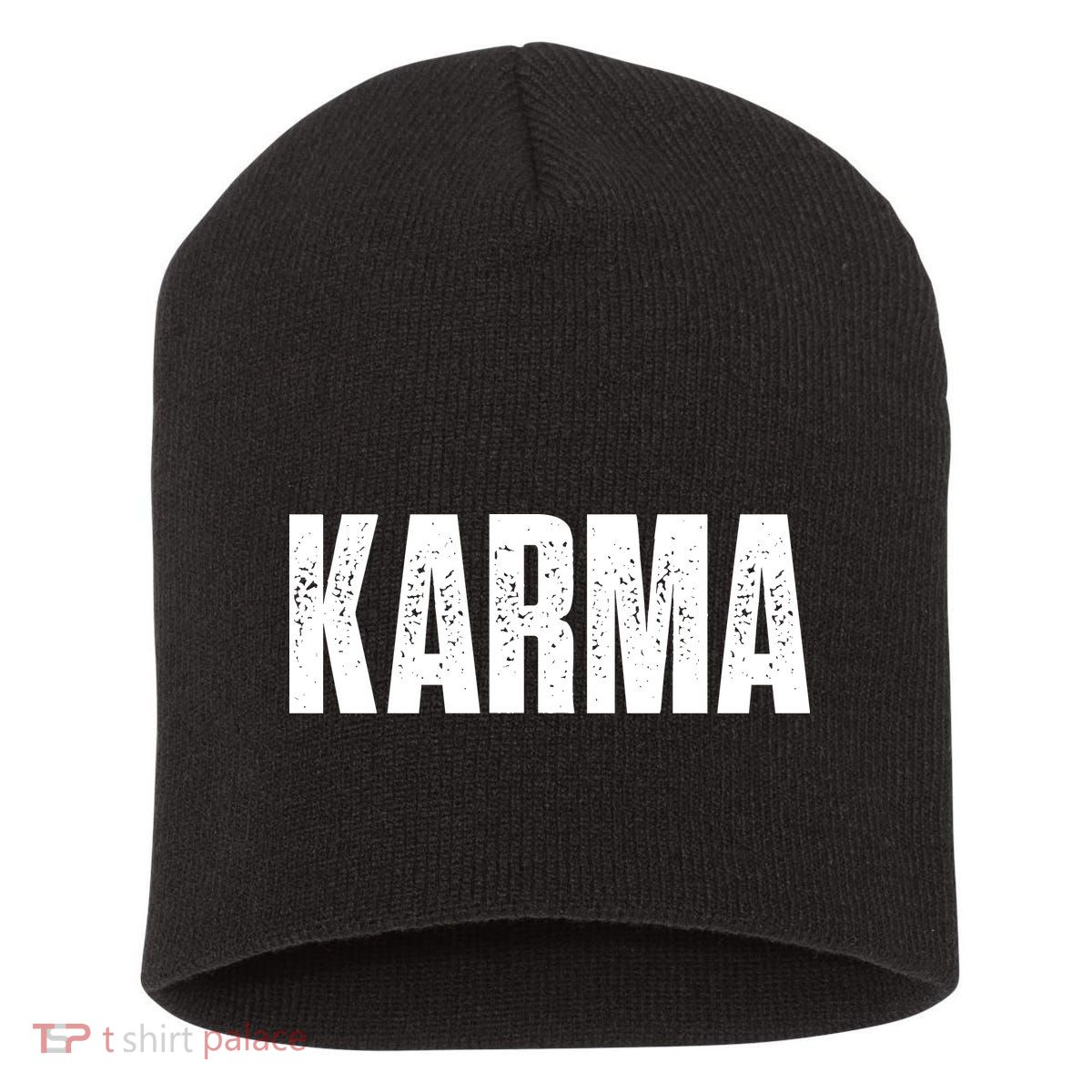 Karma Trending Graphic Tee Short Acrylic Beanie