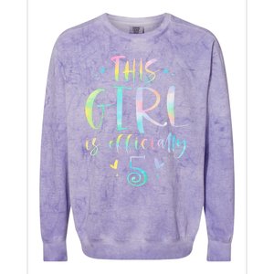 K.i.d.s This Girl Is Officially 5 Five Year Old 5th Birthday Girl Colorblast Crewneck Sweatshirt