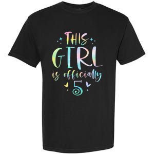 K.i.d.s This Girl Is Officially 5 Five Year Old 5th Birthday Girl Garment-Dyed Heavyweight T-Shirt