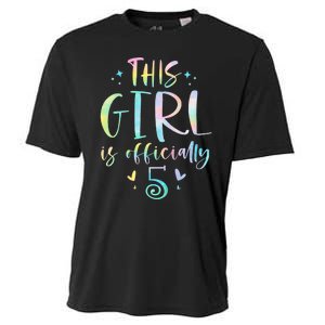 K.i.d.s This Girl Is Officially 5 Five Year Old 5th Birthday Girl Cooling Performance Crew T-Shirt