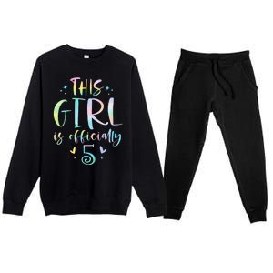 K.i.d.s This Girl Is Officially 5 Five Year Old 5th Birthday Girl Premium Crewneck Sweatsuit Set