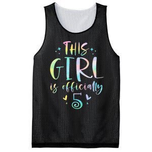 K.i.d.s This Girl Is Officially 5 Five Year Old 5th Birthday Girl Mesh Reversible Basketball Jersey Tank