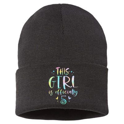 K.i.d.s This Girl Is Officially 5 Five Year Old 5th Birthday Girl Sustainable Knit Beanie