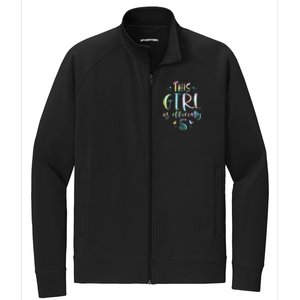 K.i.d.s This Girl Is Officially 5 Five Year Old 5th Birthday Girl Stretch Full-Zip Cadet Jacket